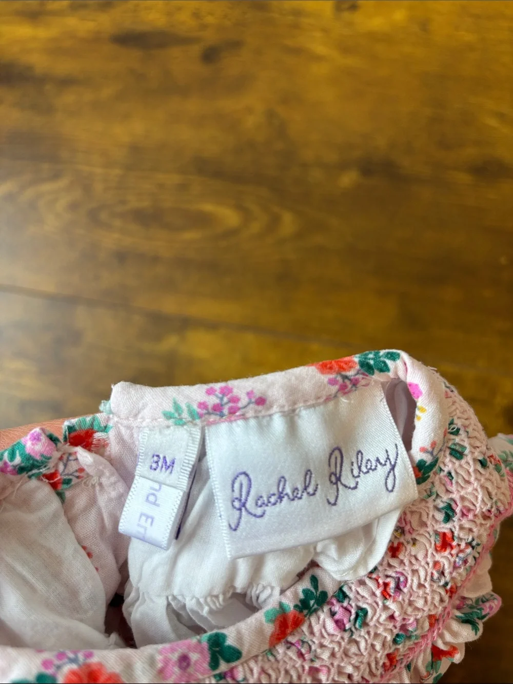 Rachel Riley Pink Floral Smocked Baby Romper